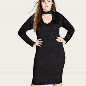 NWT City Chic BLK Stud Chocker XL/22